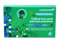 Таблетки для рассасывания, Consumed (Консумед) 24 шт ментол и эвкалипт